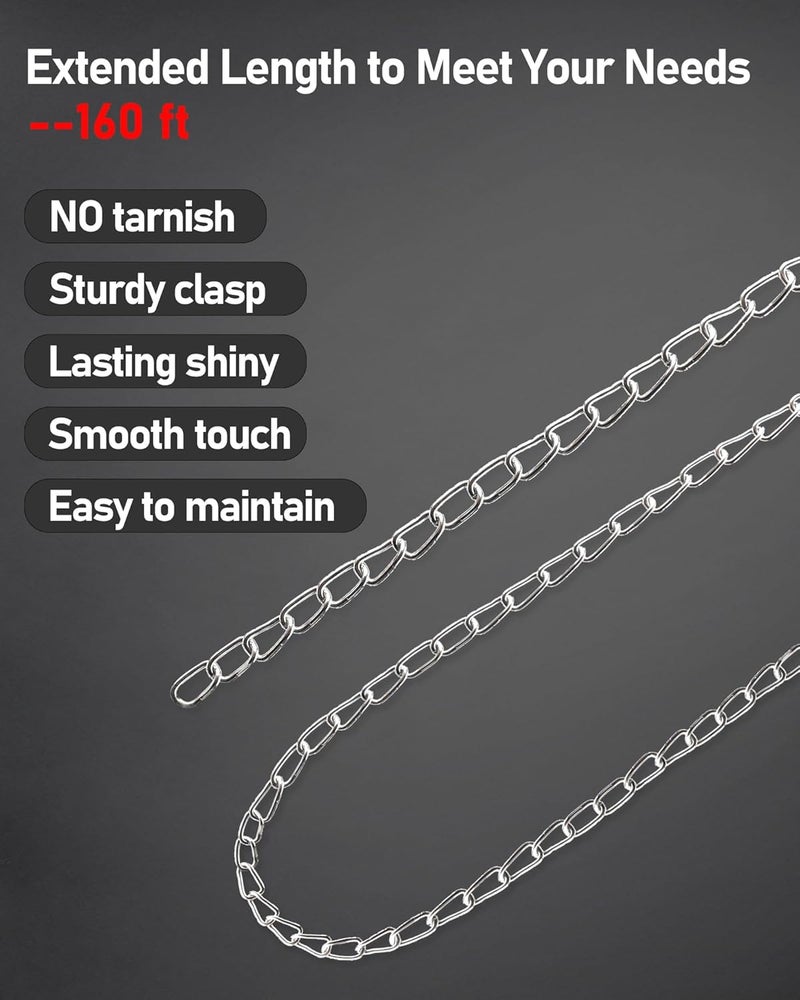 Aothotop 160ft Jack Chain for Hanging, Galvanized Steel Small Chain for Hanging Baskets, Pictures, Bird Feeders, Plants, Lights with Extra Gloves - Image 5